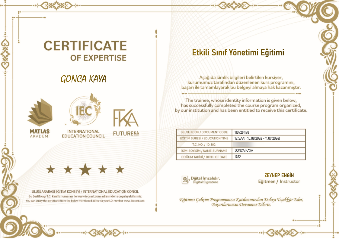 Etkili Sınıf Yönetimi Eğitimi Sertifikası
