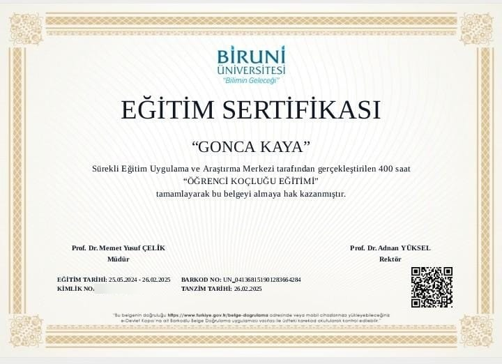 Öğrenci Koçluğu Eğitimi Sertifikası